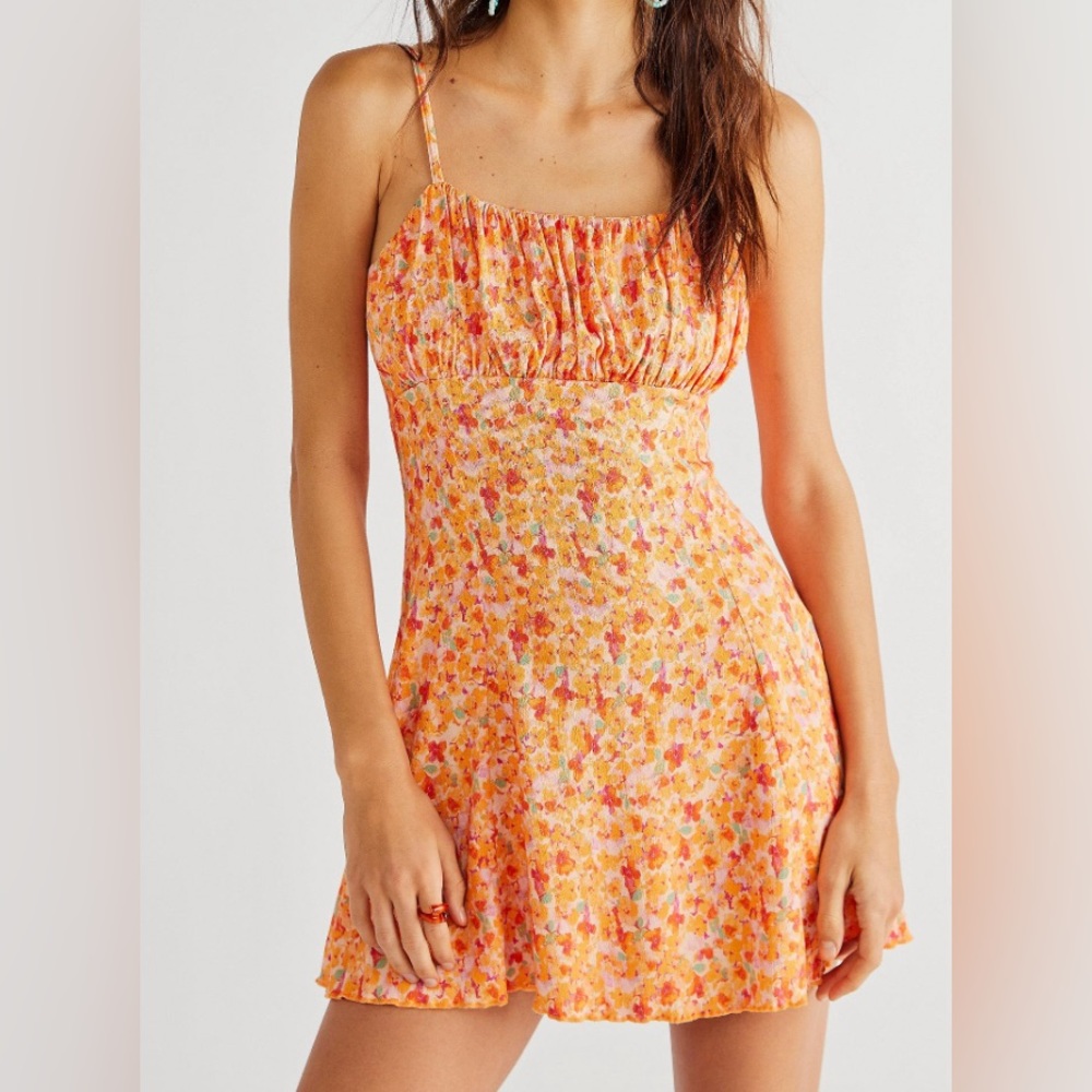 Free People Jamie Floral Strappy Printed Mini Dress - Size Large L
